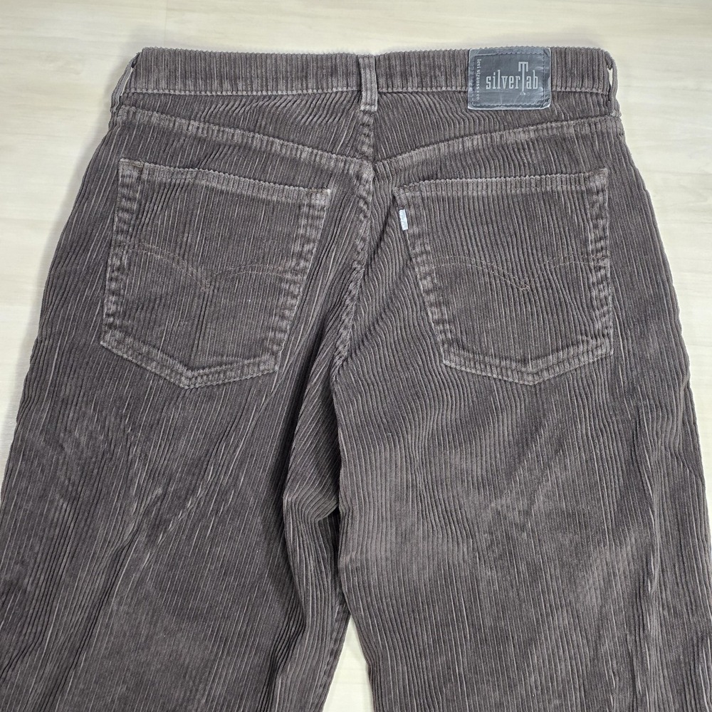 Vintage Levi's SilverTab‎ Baggy Brown Corduroy Wide Leg Pants Mens 34x32 90s - Picture 9 of 9